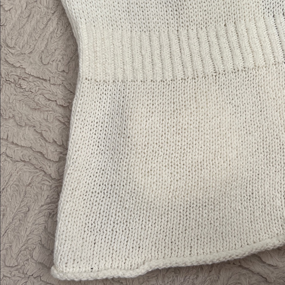 White Short Sleeve Cardigan cotton linen blend Size Medium, New - Picture 15 of 16